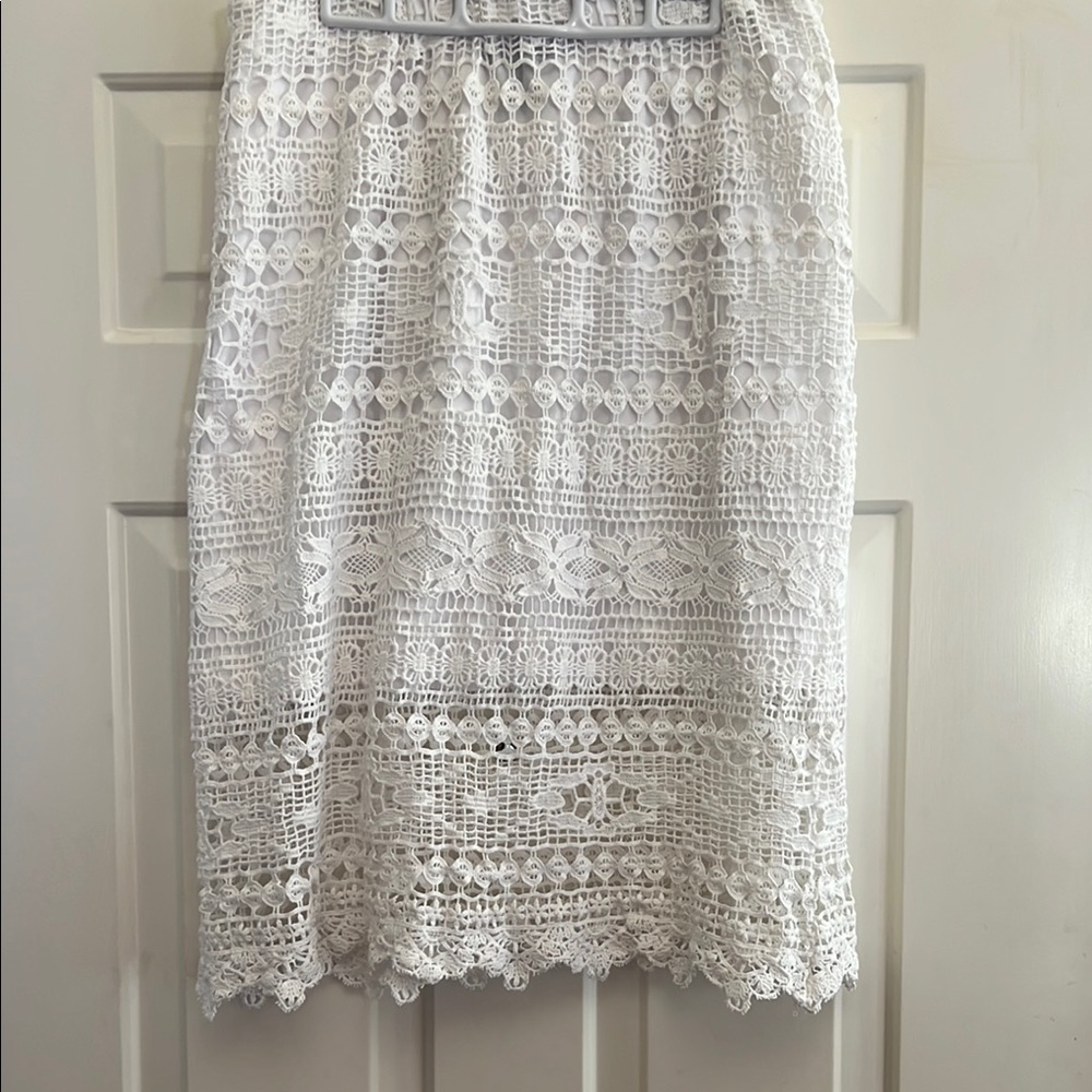 Lane Bryant White Cotton Crochet Skirt